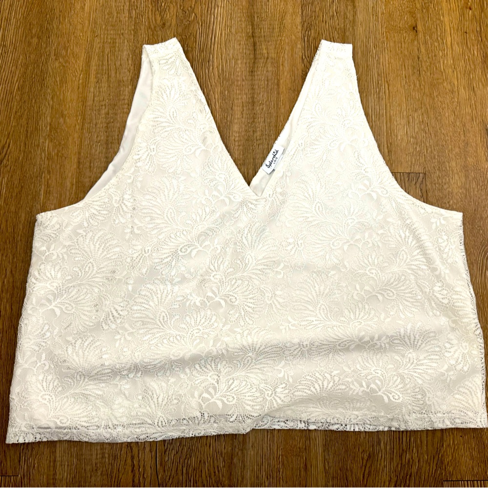 Splendid White Lace Cropped Top